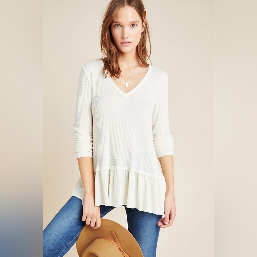 Anthropologie Eri + Ali Tallie Waffle KnitPeplum